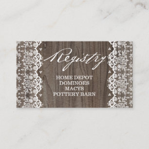 Rustic Wood and Lace Registry Kaart Insert