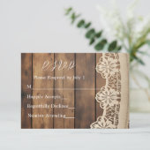 Rustic Wood and Lace RSVP Card (Staand voorkant)