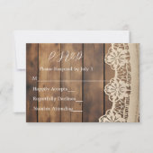 Rustic Wood and Lace RSVP Card Kaartje (Voorkant)