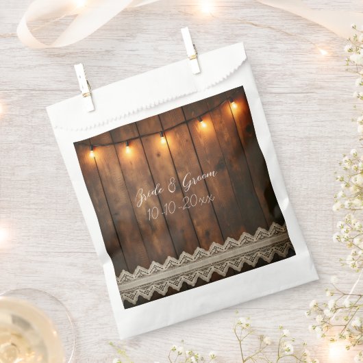 Rustic Wood and Lace Wedding Bedankzakje (Geknipt)