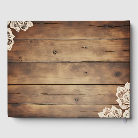 Rustic Wood and Lace Wedding Guest Book Gastenboek (Achterkant)