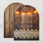 Rustic Wood and Lace Wedding  Kaart (Voorkant / Achterkant)