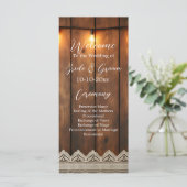 Rustic Wood and Lace Wedding Program Programmakaart (Staand voorkant)