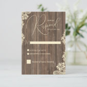 Rustic Wood and Lace Wedding Response Card RSVP Kaartje (Staand voorkant)