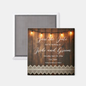 Rustic Wood and Lace Wedding Save the Date Magnet (Voorkant / Achterkant)