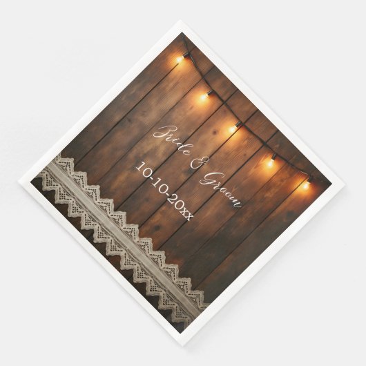 Rustic Wood and Lace Wedding Servet (Hoek)