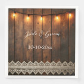 Rustic Wood and Lace Wedding Servet (Voorkant)
