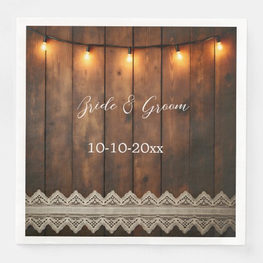 Rustic Wood and Lace Wedding Servet (Voorkant)