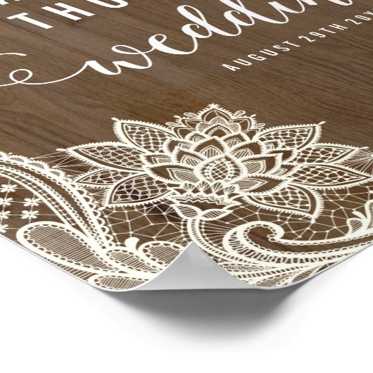 Rustic Wood and Lace Welcome Sign Poster (Hoek)