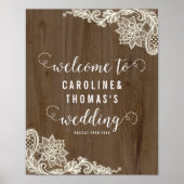 Rustic Wood and Lace Welcome Sign Poster (Voorkant)