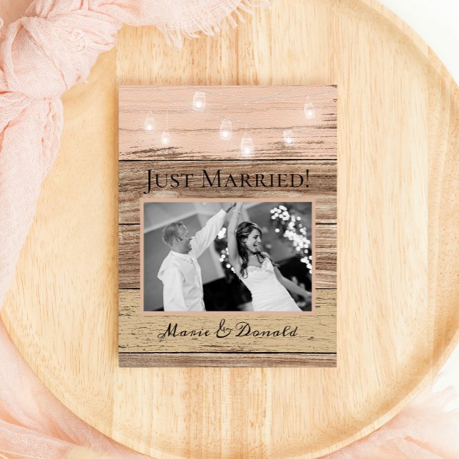 Rustic Wood and Lantern Wedding Announcement (Creator heeft geüpload)