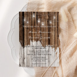 Rustic Wood and Lantern Wedding Kaart