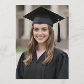 Rustic Wood and Navy Blue Floral Photo Graduation Kaart (Achterkant)