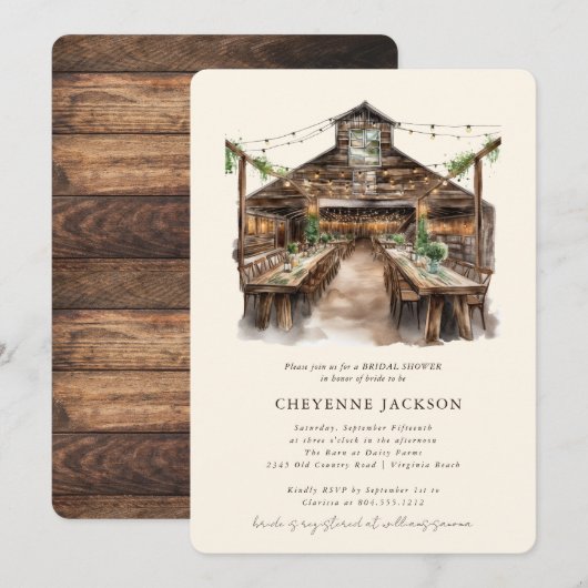 Rustic Wood and String Lights Barn Vrijgezellenfee Kaart (Voorkant / Achterkant)