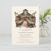 Rustic Wood and String Lights Barn Vrijgezellenfee Kaart (Staand voorkant)