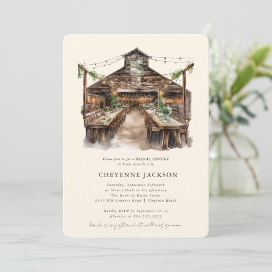 Rustic Wood and String Lights Barn Vrijgezellenfee Kaart (Staand voorkant)