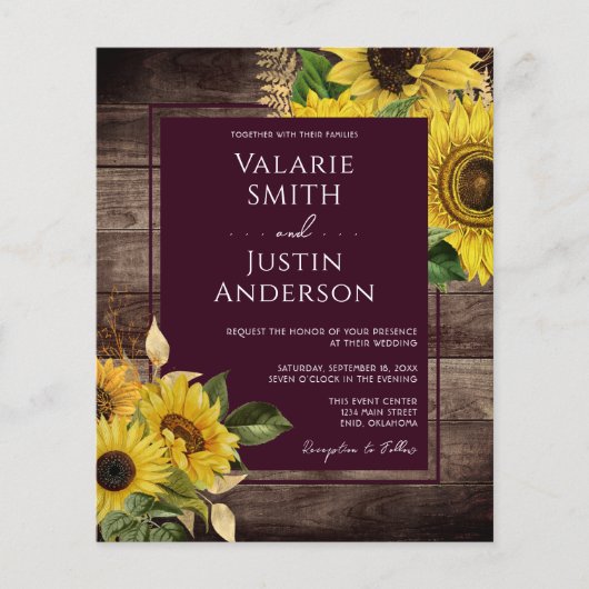 Rustic Wood and Sunflower Budget Wedding (Voorkant)