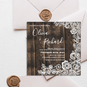 Rustic Wood and White Lace Floral Wedding Magnetische Uitnodiging