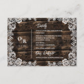 Rustic Wood and White Lace Wedding Details Info Informatiekaartje (Voorkant)