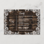 Rustic Wood and White Lace Wedding Details Info Informatiekaartje (Voorkant)