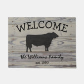 Rustic Wood Angus Bull Waterverf Deurmat (Voorkant)