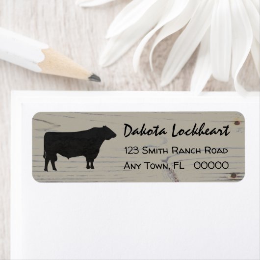 Rustic Wood Angus Bull Waterverf Etiket (Insitu)