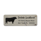 Rustic Wood Angus Bull Waterverf Etiket (Voorkant)