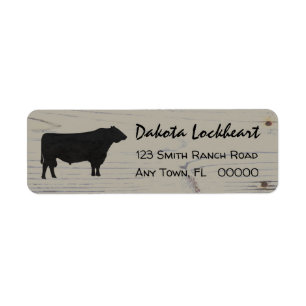 Rustic Wood Angus Bull Waterverf Etiket