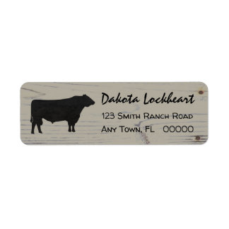 Rustic Wood Angus Bull Waterverf Etiket