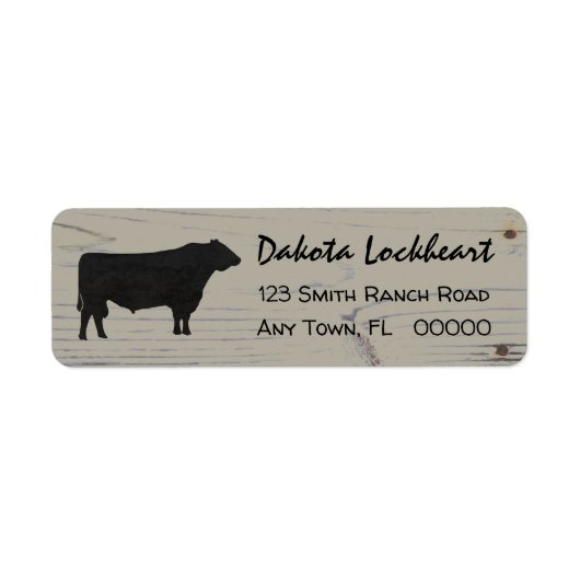 Rustic Wood Angus Bull Waterverf Etiket (Voorkant)