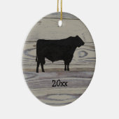 Rustic Wood Angus Bull Waterverf Keramisch Ornament (Rechts)