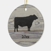 Rustic Wood Angus Bull Waterverf Keramisch Ornament (Links)