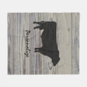 Rustic Wood Angus Bull Waterverf Silhouette Fleece Deken (Voorkant (Horizontaal))