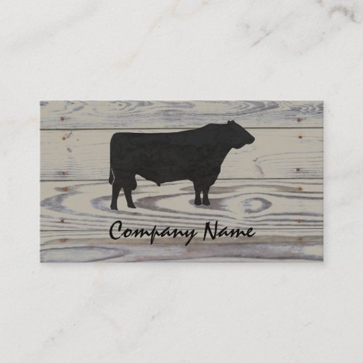 Rustic Wood Angus Bull Waterverf Visitekaartje (Voorkant)