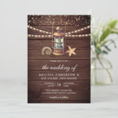 Rustic Wood Antiek Nautical Lantern Wedding Kaart (Staand voorkant)