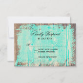 Rustic Wood Aqua Country Wedding RSVP-kaarten RSVP Kaartje (Voorkant)