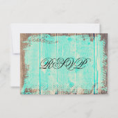 Rustic Wood Aqua Country Wedding RSVP-kaarten RSVP Kaartje (Achterkant)