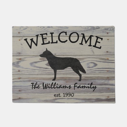 Rustic Wood Australian Cattle Dog Waterverf Deurmat (Voorkant)