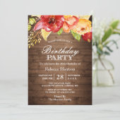 Rustic Wood Autumn Floral Herfst Birthday Party Kaart (Staand voorkant)