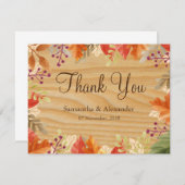 Rustic Wood Autumn Herfst Red Leaves Hartelijk dan (Voorkant / Achterkant)