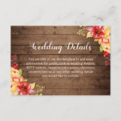 Rustic Wood Autumn laat de details van de bruiloft Informatiekaartje (Voorkant)