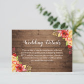 Rustic Wood Autumn laat de details van de bruiloft Informatiekaartje (Staand voorkant)