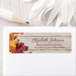 Rustic Wood Autumn Leaves Etiket