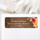 Rustic Wood Autumn Leaves Gold Red Floral Etiket (Insitu)