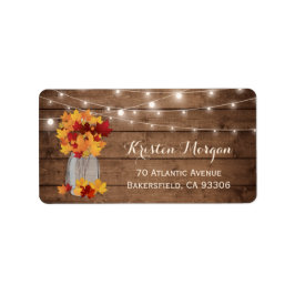 Rustic Wood Autumn Leaves Mason Jar Lights Wedding Etiket