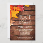 Rustic Wood Autumn Maple Thanksgiving Dinner Party Kaart (Voorkant)