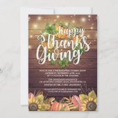 Rustic Wood Autumn Maple Thanksgiving Dinner Party Kaart (Voorkant)