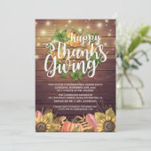 Rustic Wood Autumn Maple Thanksgiving Dinner Party Kaart (Staand voorkant)