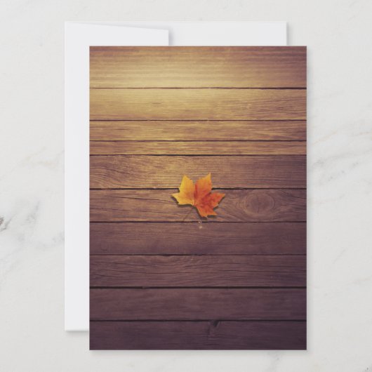 Rustic Wood Autumn Maple Thanksgiving Dinner Party Kaart (Achterkant)