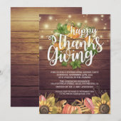 Rustic Wood Autumn Maple Thanksgiving Dinner Party Kaart (Voorkant / Achterkant)